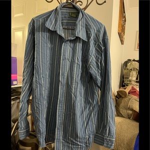 Blue and pale pink and white pinstripes